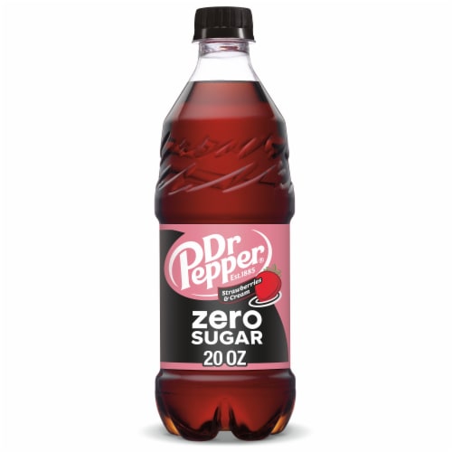 Dr Pepper Strawberries & Cream Zero Sugar Soda - Fresh Strawberry Pour, 20 fl oz Bottle
