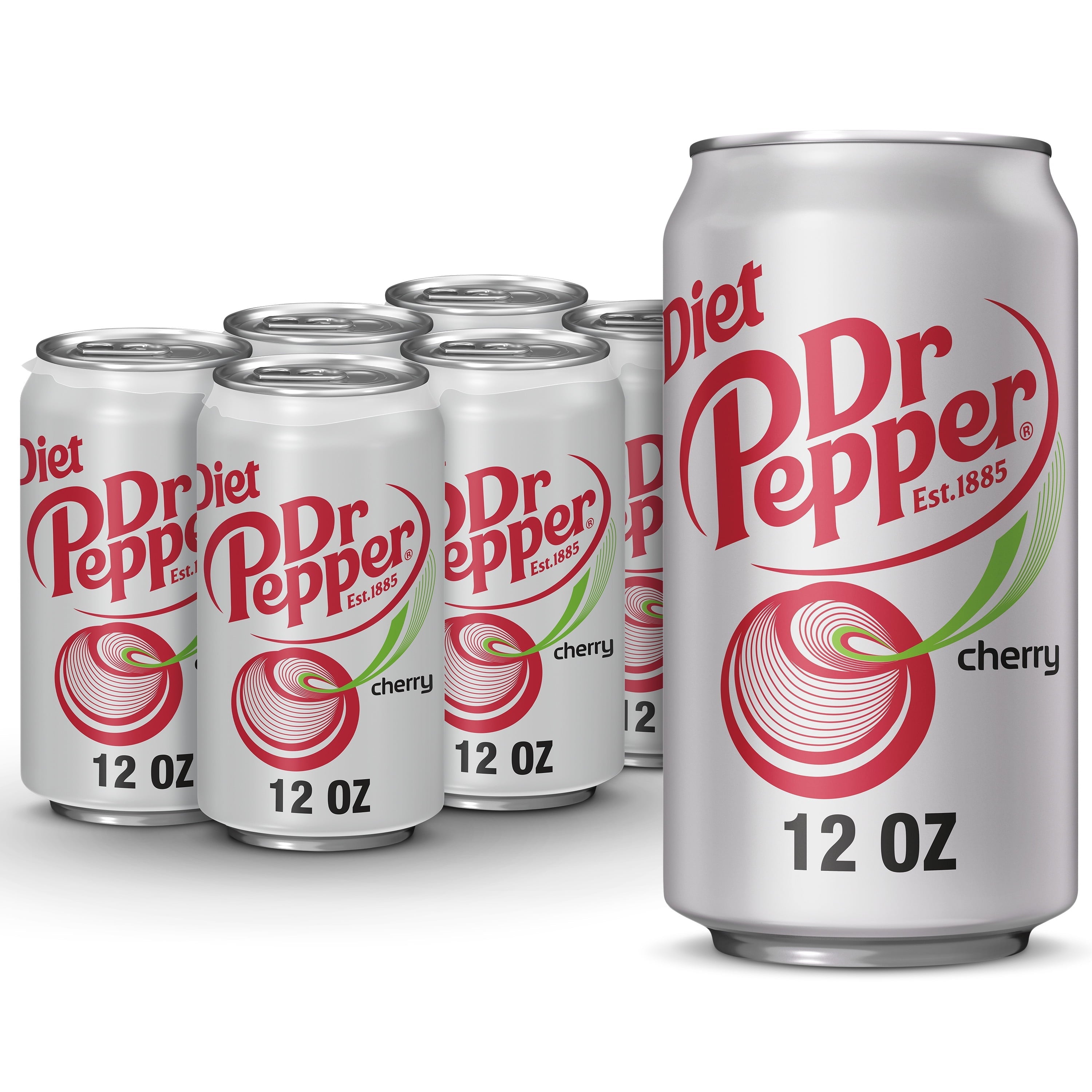 Diet Dr Pepper Cherry Soda - Cool Soda Splash, 12 fl oz Cans, 6-Pack