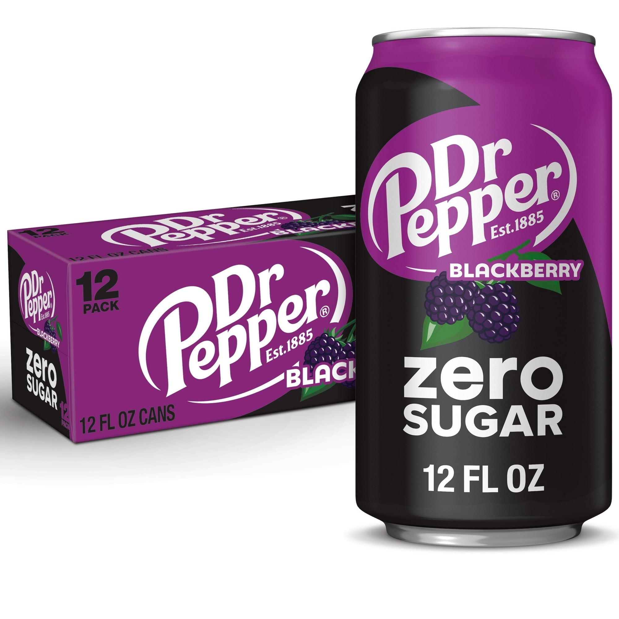 Dr Pepper Blackberry Zero Sugar Soda - Deep Berry Choice, 12 fl oz Cans, 24-Pack