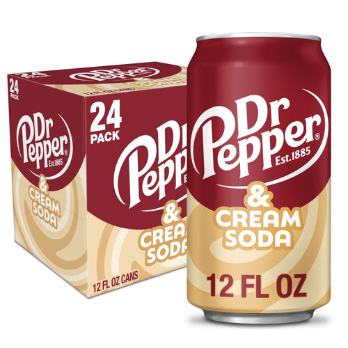 Dr Pepper & Cream Soda - Smooth Pour, 12 fl oz Cans, 24-Pack